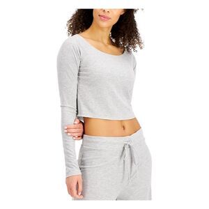 JENNI Intimates Blue Boat Neck Cropped Sleep Shirt Pajama Top L